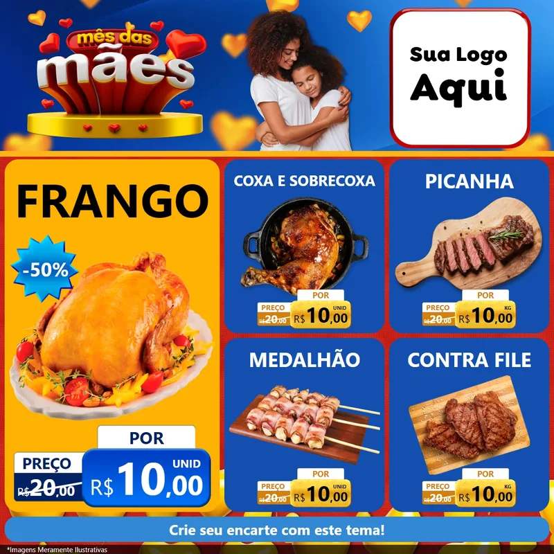 Modelo de Rede Social para Feed Facebook com o tema Mês das Mães para Assados