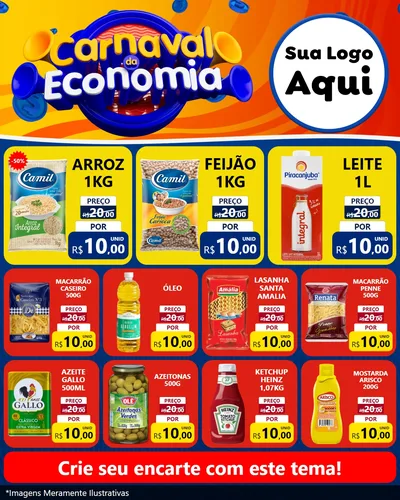 Modelo de Rede Social para Feed Instagram com o tema Carnaval da Economia para Supermercado