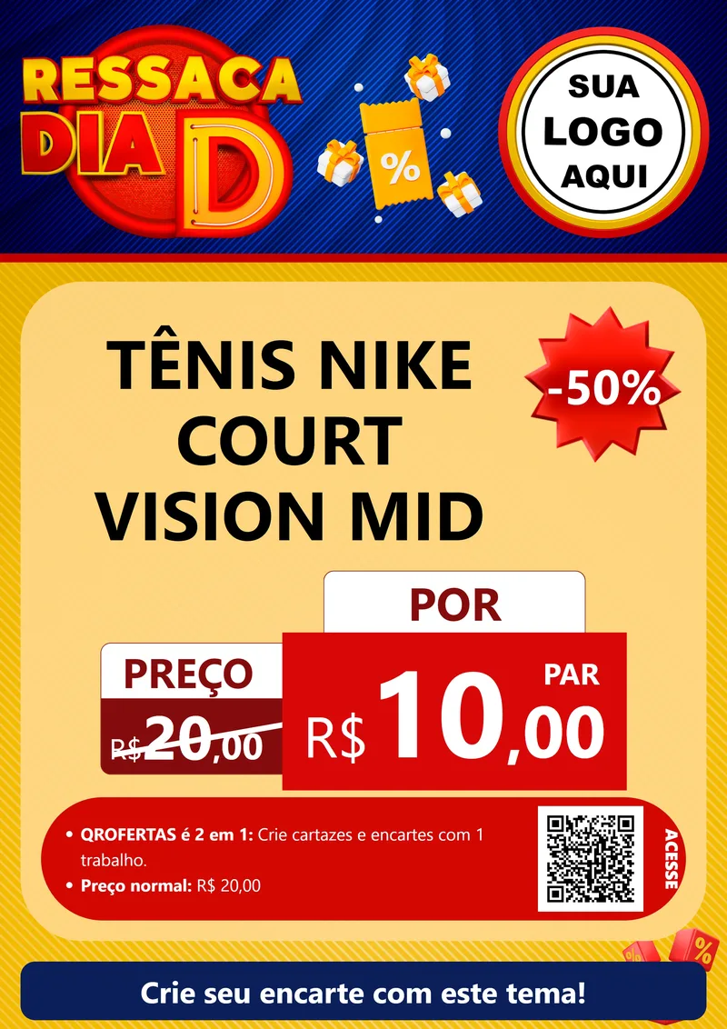 Modelo de Cartaz para Cartaz A4 Vertical com o tema Ressaca Dia D para Calçados