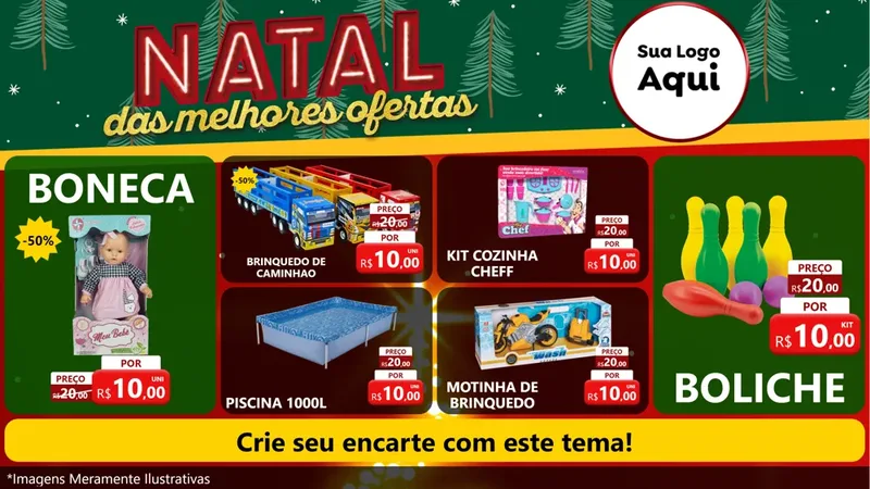 Modelo de TV para TV Horizontal com o tema Natal das Melhores Ofertas para Brinquedos