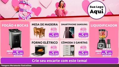 Modelo de TV para TV Horizontal com o tema Dia da Mulher para Móveis e Eletro