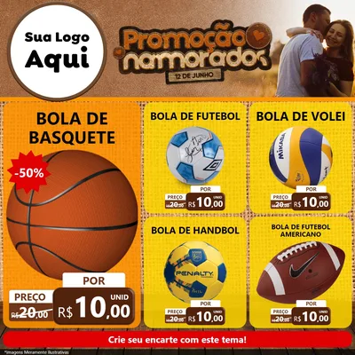 Modelo de Rede Social para Feed Facebook com o tema Promoção Namorados para Artigos Esportivos