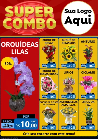 Modelo de Encarte para Encarte A4 Vertical com o tema Super Combo para Floricultura e jardim