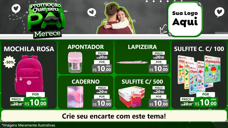 Modelo de TV para TV Horizontal com o tema Promoção Que seu Pai Merece para Papelaria