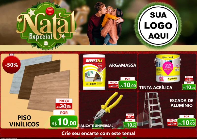 Modelo de Encarte para Encarte A4 Horizontal com o tema Natal Especial para Material para Construção