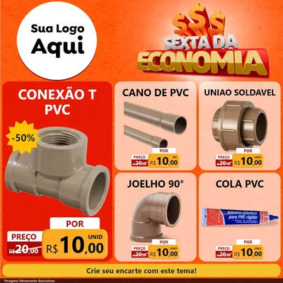 Modelo de Rede Social para Feed Facebook com o tema Sexta da Economia para Tubos e conexões