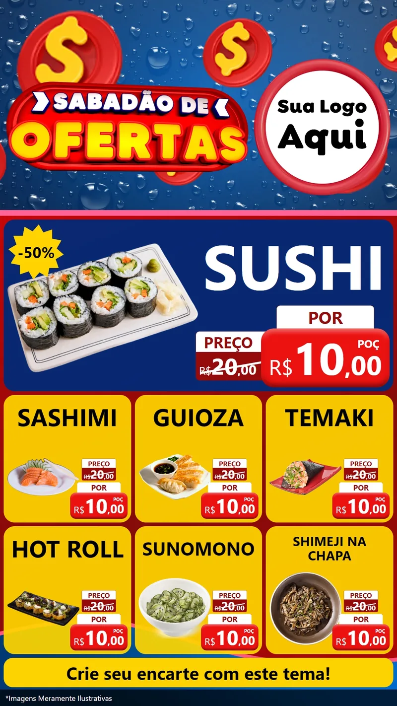 Modelo de Rede Social para Stories com o tema Sabadão de Ofertas para Comida japonesa