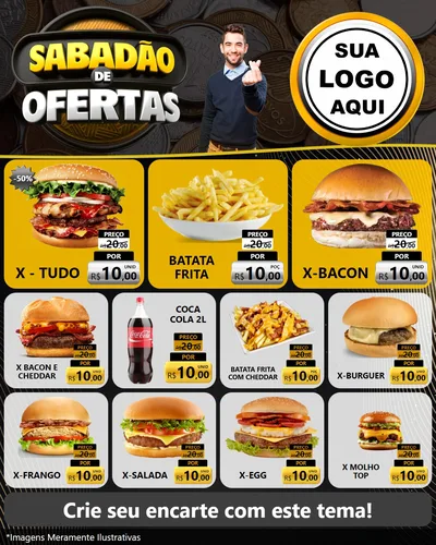 Modelo de Rede Social para Feed Instagram com o tema Sabadão de Ofertas para Hamburgueria
