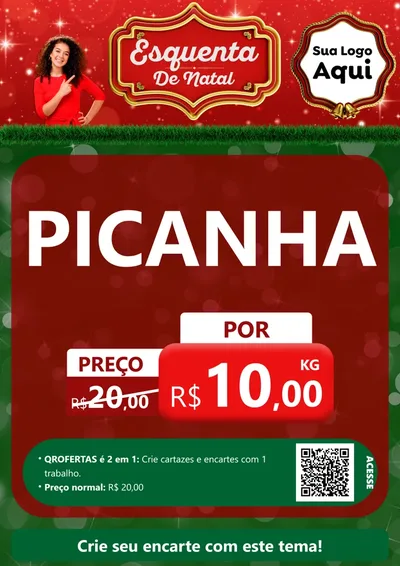 Modelo de Cartaz para Cartaz A4 Vertical com o tema Esquenta de Natal para Açougue