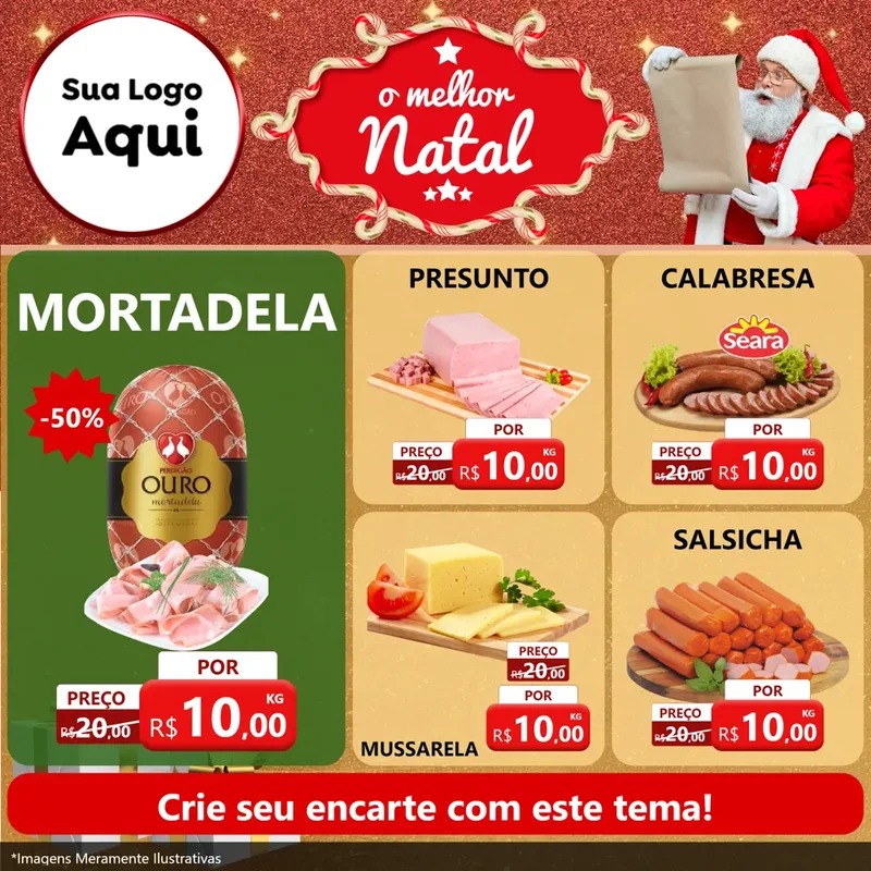 Modelo de Rede Social para Feed Facebook com o tema O Melhor Natal para Frios e Laticínios