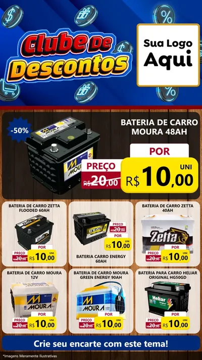 Modelo de Rede Social para Stories com o tema Clube de Descontos para Baterias Elétricas