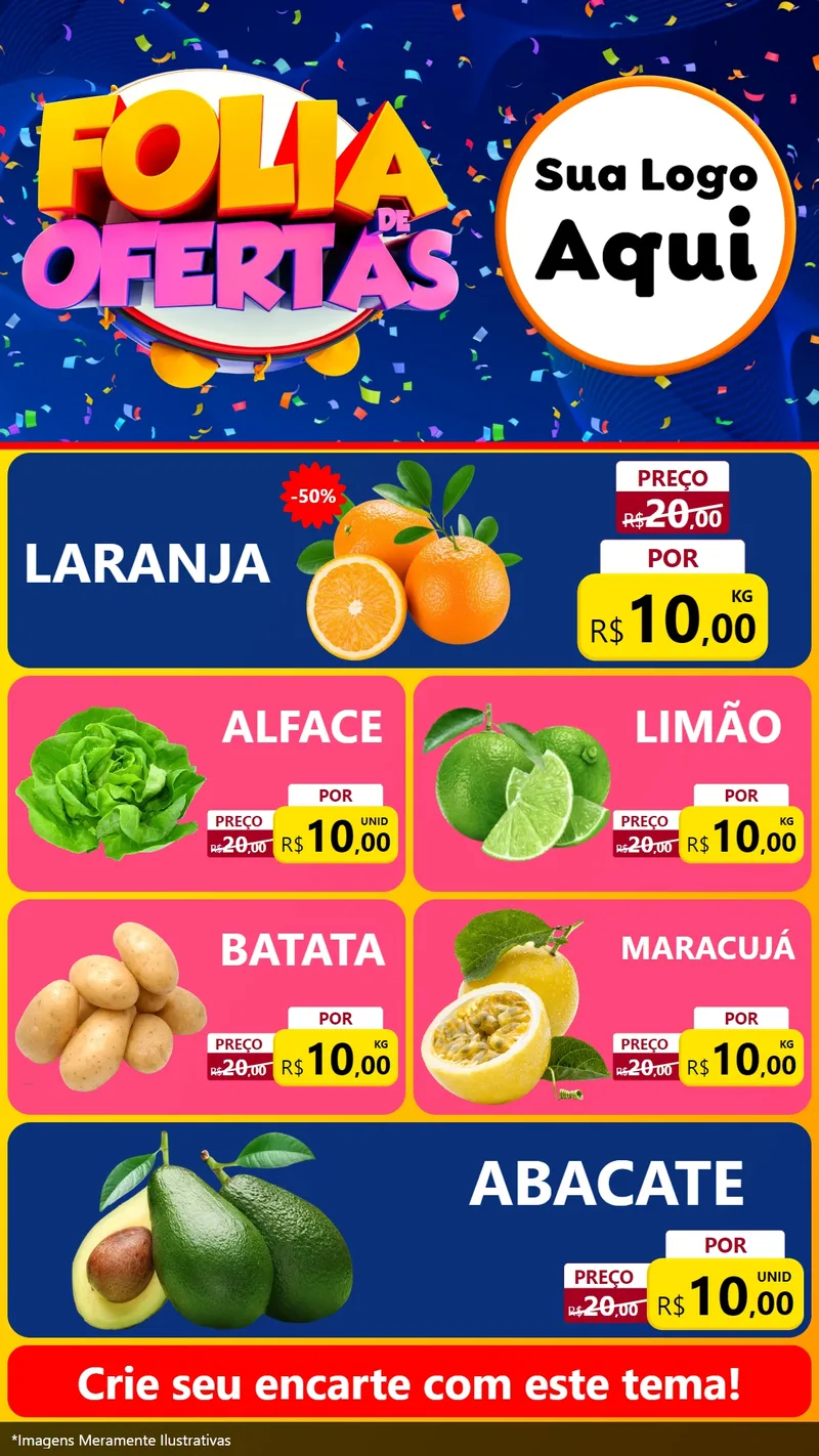 Modelo de TV para TV Vertical com o tema Folia de Ofertas para Hortifrúti