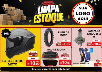 Modelo de Encarte para Encarte A4 Horizontal com o tema Operação Limpa Estoque para Moto peças