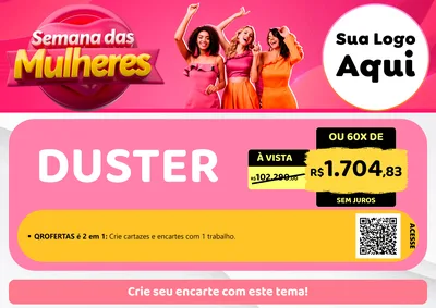 Modelo de Cartaz para Cartaz A4 Horizontal com o tema Semana das Mulheres para Concessionaria de Carros