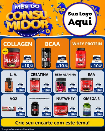 Modelo de Rede Social para Feed Instagram com o tema Mês do Consumidor para Suplementos alimentares