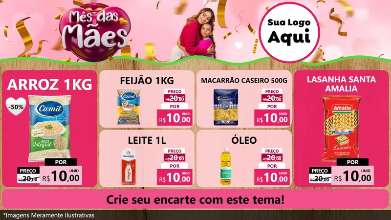 Modelo de TV para TV Horizontal com o tema Mês das Mães para Supermercado