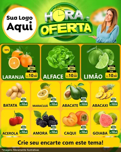 Modelo de Rede Social para Feed Instagram com o tema Hora da Oferta para Hortifrúti
