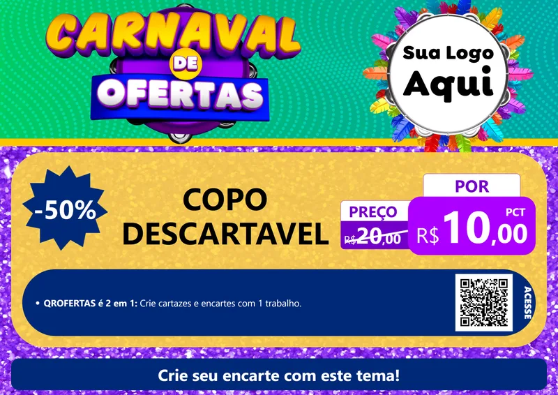Modelo de Cartaz para Cartaz A4 Horizontal com o tema Carnaval de Ofertas para Embalagens