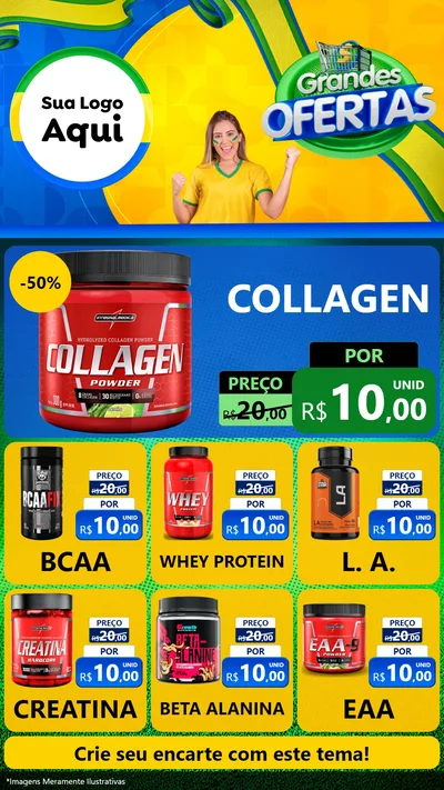 Modelo de Rede Social para Stories com o tema Grandes Ofertas para Suplementos alimentares