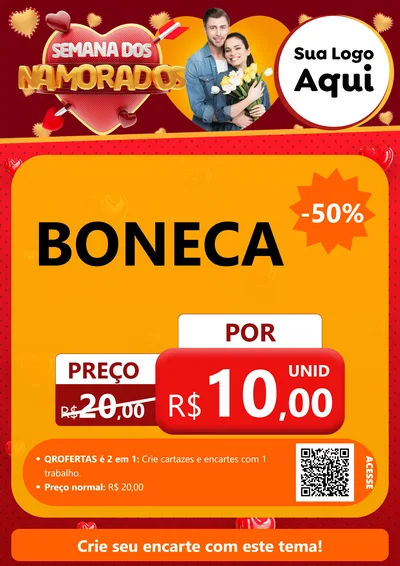 Modelo de Cartaz para Cartaz A4 Vertical com o tema Semana dos Namorados para Brinquedos
