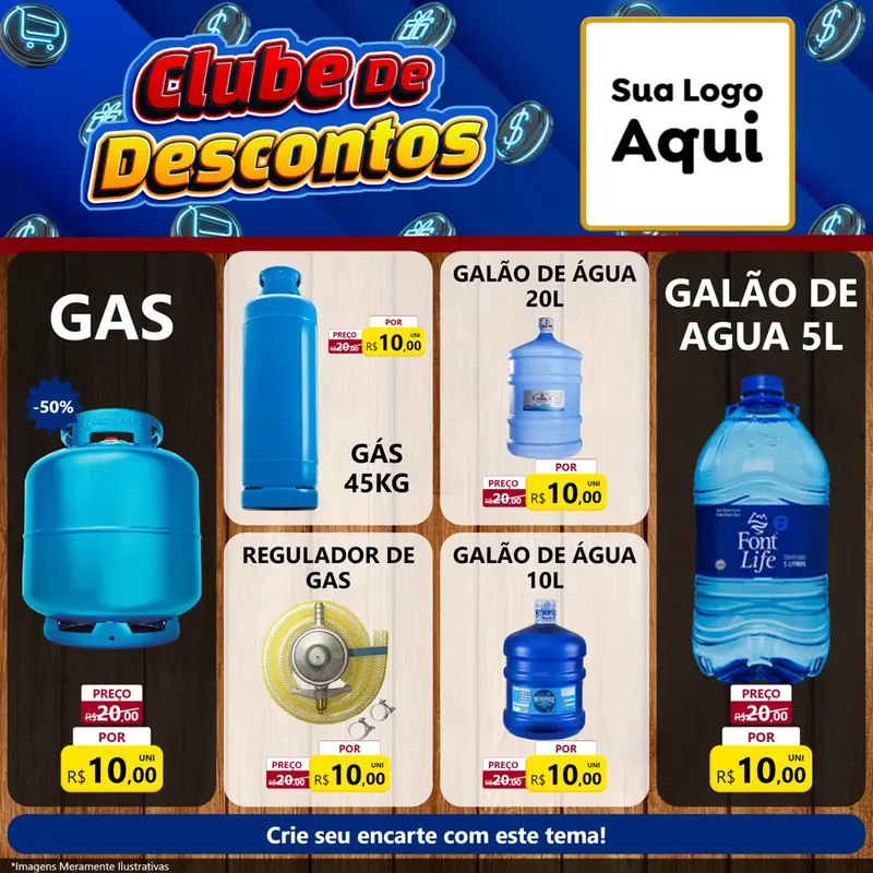 Modelo de Rede Social para Feed Facebook com o tema Clube de Descontos para Água e gás