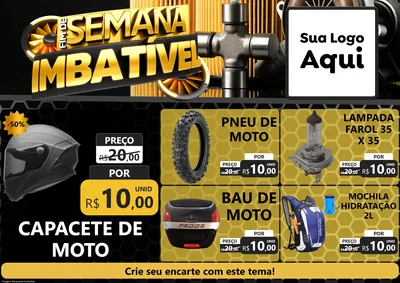 Modelo de Encarte para Encarte A4 Horizontal com o tema Fim de Semana Imbatível para Moto peças