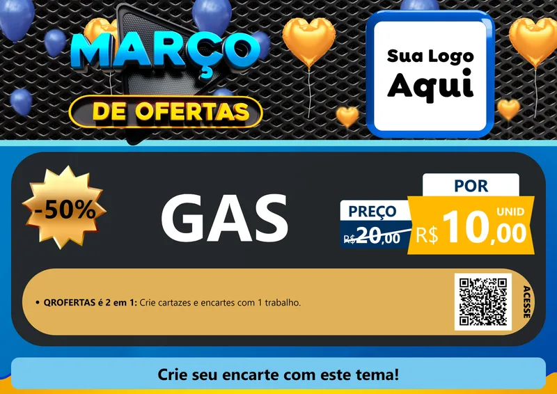 Modelo de Cartaz para Cartaz A4 Horizontal com o tema Março de Ofertas para Água e gás