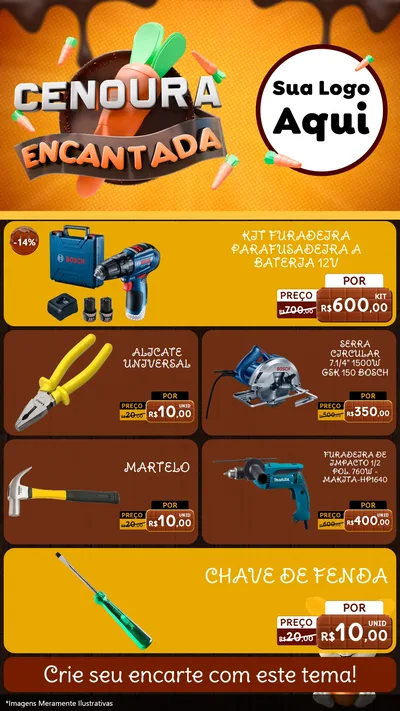 Modelo de TV para TV Vertical com o tema Cenoura Encantada - Páscoa para Maquinas e Ferramentas