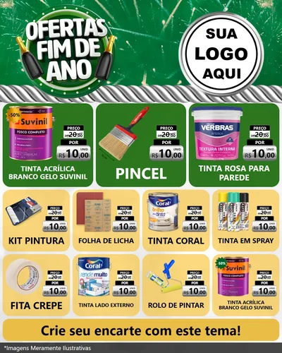 Modelo de Rede Social para Feed Instagram com o tema Ofertas Fim de Ano para Tintas e Ferramentas