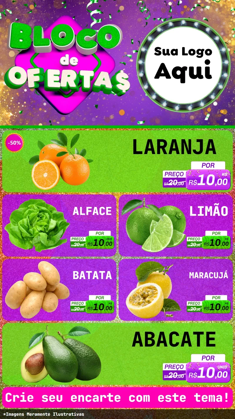 Modelo de TV para TV Vertical com o tema Bloco de Ofertas para Hortifrúti