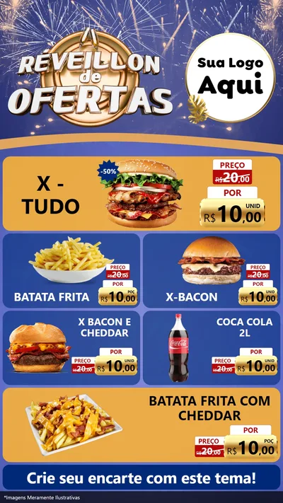 Modelo de TV para TV Vertical com o tema Réveillon de Ofertas para Hamburgueria