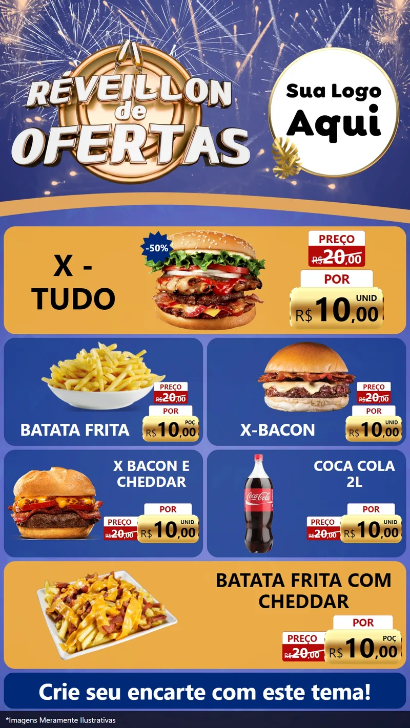 Modelo de TV para TV Vertical com o tema Réveillon de Ofertas para Hamburgueria