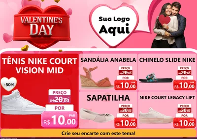 Modelo de Encarte para Encarte A4 Horizontal com o tema Valentine's Day para Calçados