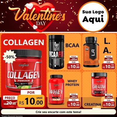 Modelo de Rede Social para Feed Facebook com o tema Valentine's Day para Suplementos alimentares