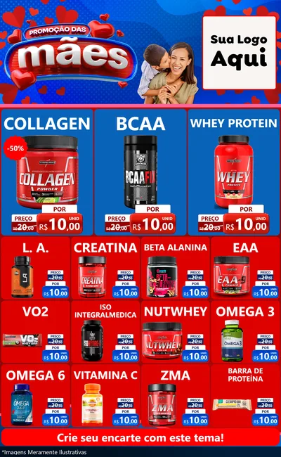 Modelo de Encarte para Encarte Grande com o tema Promoção das Mães para Suplementos alimentares
