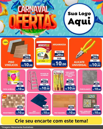 Modelo de Rede Social para Feed Instagram com o tema Carnaval de Ofertas para Material para Construção