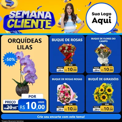 Modelo de Rede Social para Feed Facebook com o tema Semana do Cliente para Floricultura e jardim
