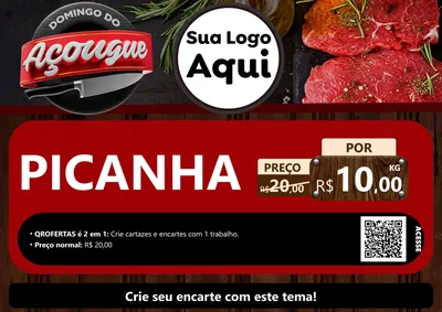Modelo de Cartaz para Cartaz A4 Horizontal com o tema Domingo do Açougue para Açougue