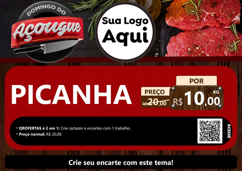 Modelo de Cartaz para Cartaz A4 Horizontal com o tema Domingo do Açougue para Açougue