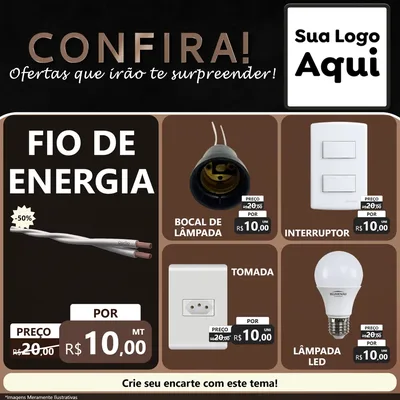 Modelo de Rede Social para Feed Facebook com o tema Confira! Ofertas que irão te surpreender! para Materiais Elétricos
