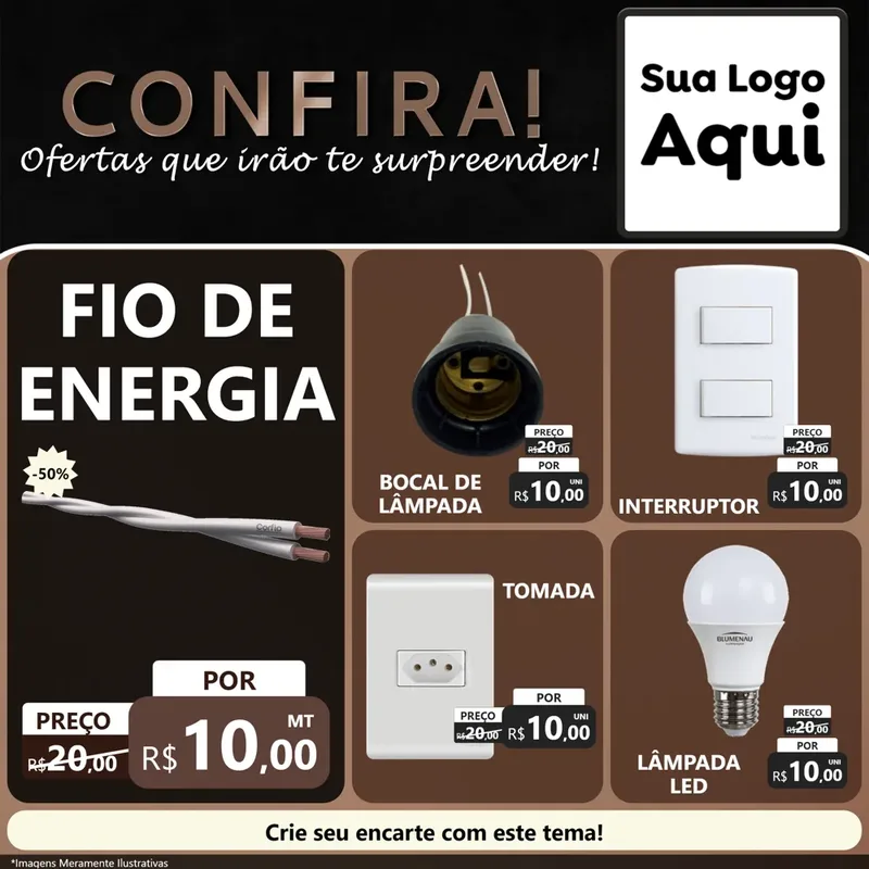 Modelo de Rede Social para Feed Facebook com o tema Confira! Ofertas que irão te surpreender! para Materiais Elétricos