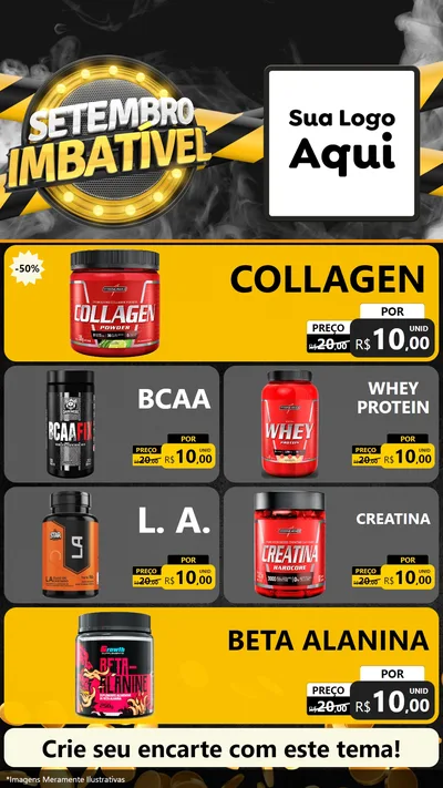 Modelo de TV para TV Vertical com o tema Setembro Imbatível para Suplementos alimentares