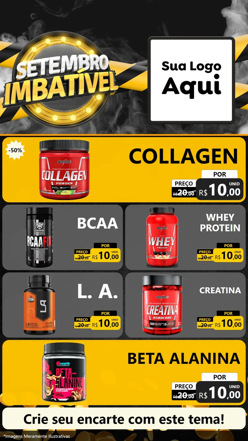 Modelo de TV para TV Vertical com o tema Setembro Imbatível para Suplementos alimentares