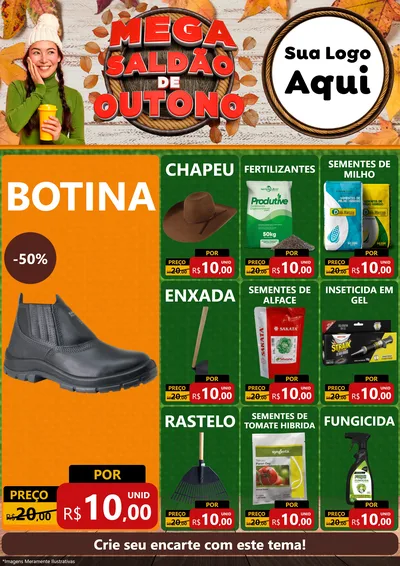 Modelo de Encarte para Encarte A4 Vertical com o tema Mega Saldão de Outono para Agropecuária