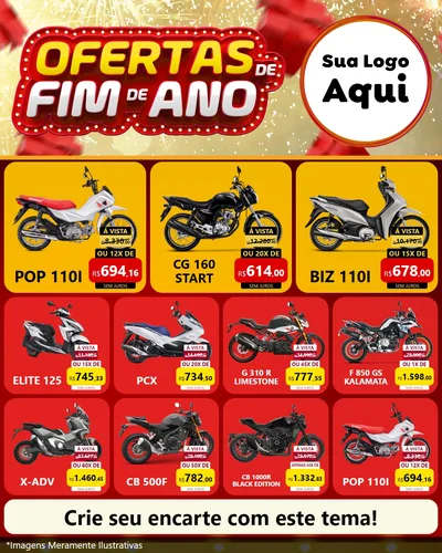 Modelo de Rede Social para Feed Instagram com o tema Ofertas de Fim de Ano para Concessionaria de Motos