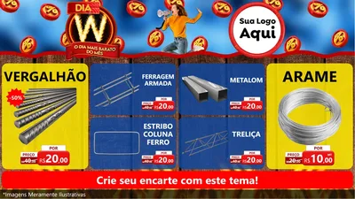 Modelo de TV para TV Horizontal com o tema Dia W - O Dia Mais Barato Do Mês para Ferragens