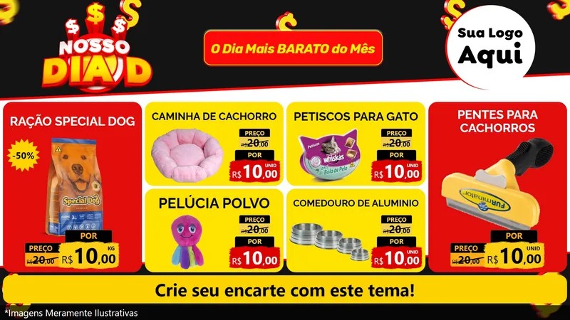 Modelo de TV para TV Horizontal com o tema Nosso Dia D para Pet Shop