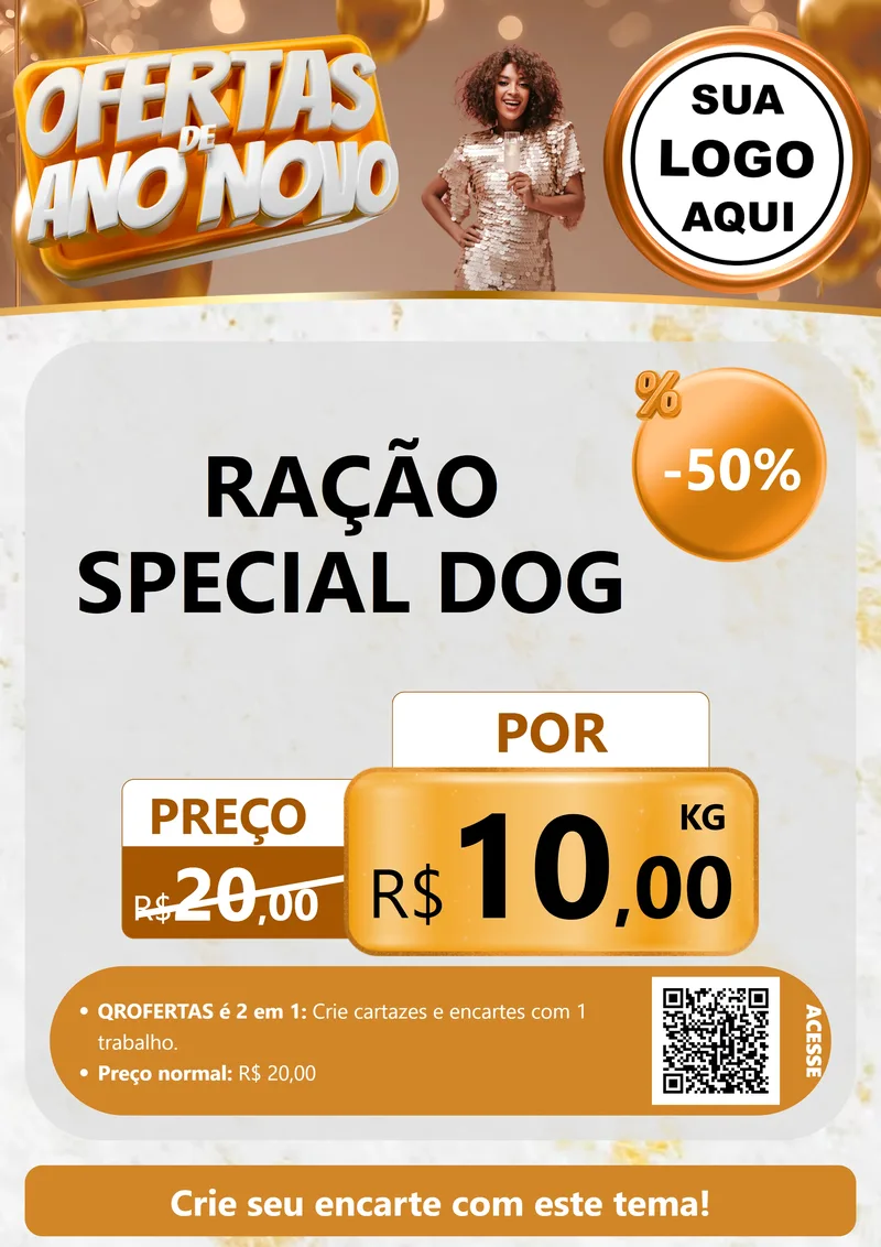 Modelo de Cartaz para Cartaz A4 Vertical com o tema Ofertas de Ano Novo para Pet Shop