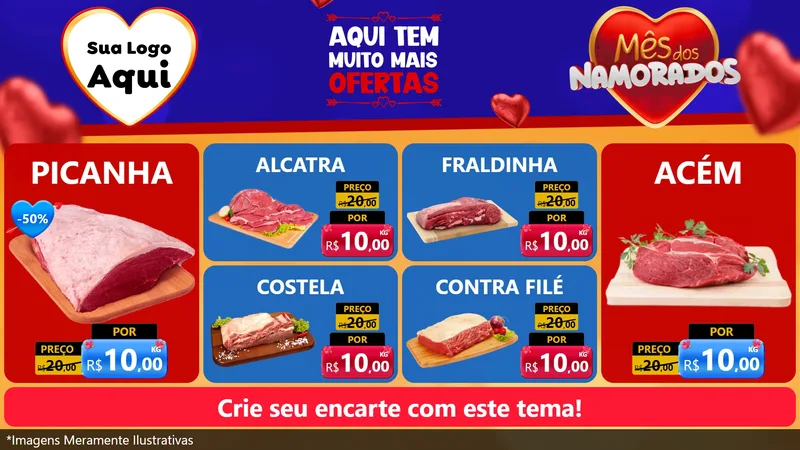 Modelo de TV para TV Horizontal com o tema Mês dos Namorados para Açougue