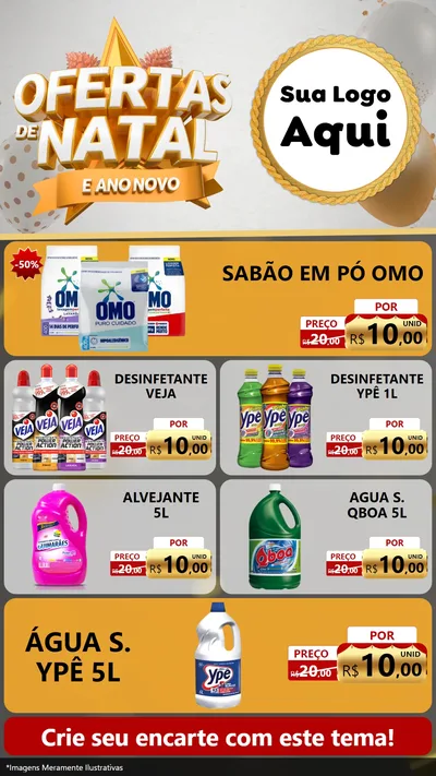 Modelo de TV para TV Vertical com o tema Ofertas De Natal E Ano Novo para Produtos de Limpeza